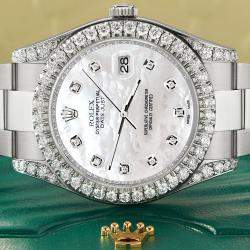 Rolex Custom White MOP 4.5ct Diamond Stainless Steel Datejust II 116300 Automatic Men's Wristwatch 41 mm