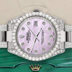 Rolex Custom Pink 4.5ct Diamond Stainless Steel Datejust II 116300 Automatic Men's Wristwatch 41 mm