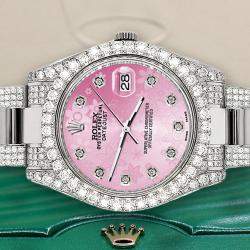 Rolex Custom Pink 4.5ct Diamond Stainless Steel Datejust II 116300 Automatic Men's Wristwatch 41 mm