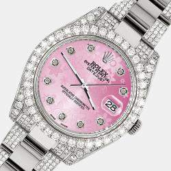 Rolex Custom Pink 4.5ct Diamond Stainless Steel Datejust II 116300 Automatic Men's Wristwatch 41 mm