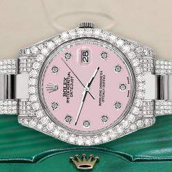 Rolex Custom Orchid Pink 4.5ct Diamond Stainless Steel Datejust II 116300 Automatic Men's Wristwatch 41 mm