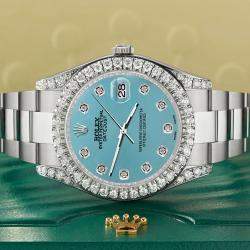 Rolex Custom Turquoise 4.5ct Diamond Stainless Steel Datejust II 116300 Automatic Men's Wristwatch 41 mm