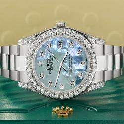 Rolex Custom Tahitian Blue  4.5ct Diamond Stainless Steel Datejust II 116300 Automatic Men's Wristwatch 41 mm