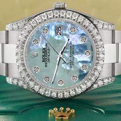 Rolex Custom Tahitian Blue  4.5ct Diamond Stainless Steel Datejust II 116300 Automatic Men's Wristwatch 41 mm
