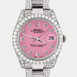 Rolex Custom Pink 4.5ct Diamond Stainless Steel Datejust II 116300 Automatic Men's Wristwatch 41 mm