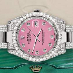 Rolex Custom Pink 4.5ct Diamond Stainless Steel Datejust II 116300 Automatic Men's Wristwatch 41 mm