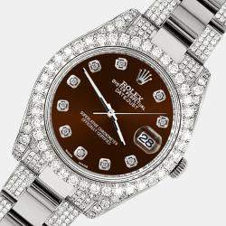 Rolex Custom Chocolate 4.5ct Diamond Stainless Steel Datejust II 116300 Automatic Men's Wristwatch 41 mm