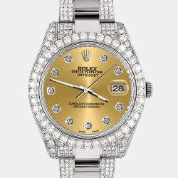 Rolex Custom Champagne 4.5ct Diamond Stainless Steel Datejust II 116300 Automatic Men's Wristwatch 41 mm