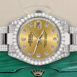 Rolex Custom Champagne 4.5ct Diamond Stainless Steel Datejust II 116300 Automatic Men's Wristwatch 41 mm