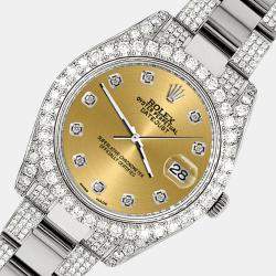 Rolex Custom Champagne 4.5ct Diamond Stainless Steel Datejust II 116300 Automatic Men's Wristwatch 41 mm