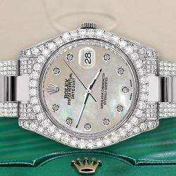 Rolex Custom Champagne MOP 4.5ct Diamond Stainless Steel Datejust II 116300 Automatic Men's Wristwatch 41 mm