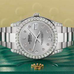 Rolex Custom Silver 4.5ct Diamond Stainless Steel Datejust II 116300 Automatic Men's Wristwatch 41 mm