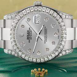 Rolex Custom Silver 4.5ct Diamond Stainless Steel Datejust II 116300 Automatic Men's Wristwatch 41 mm