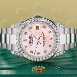 Rolex Custom Royal Pink 4.5ct Diamond Stainless Steel Datejust II 116300 Automatic Men's Wristwatch 41 mm