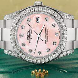 Rolex Custom Royal Pink 4.5ct Diamond Stainless Steel Datejust II 116300 Automatic Men's Wristwatch 41 mm