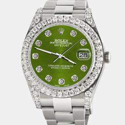 Rolex Custom Royal Green 4.5ct Diamond Stainless Steel Datejust II 116300 Automatic Men's Wristwatch 41 mm