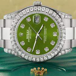 Rolex Custom Royal Green 4.5ct Diamond Stainless Steel Datejust II 116300 Automatic Men's Wristwatch 41 mm