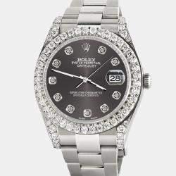 Rolex Custom Rhodium Grey 4.5ct Diamond Stainless Steel Datejust II 116300 Automatic Men's Wristwatch 41 mm