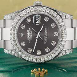 Rolex Custom Rhodium Grey 4.5ct Diamond Stainless Steel Datejust II 116300 Automatic Men's Wristwatch 41 mm