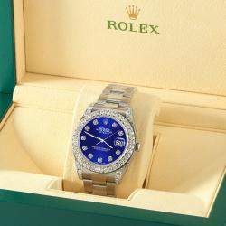 Rolex Custom Navy Blue 4.5ct Diamond Stainless Steel Datejust II 116300 Automatic Men's Wristwatch 41 mm