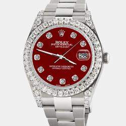 Rolex Custom Imperial Red 4.5ct Diamond Stainless Steel Datejust II 116300 Automatic Men's Wristwatch 41 mm