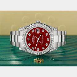 Rolex Custom Imperial Red 4.5ct Diamond Stainless Steel Datejust II 116300 Automatic Men's Wristwatch 41 mm