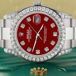 Rolex Custom Imperial Red 4.5ct Diamond Stainless Steel Datejust II 116300 Automatic Men's Wristwatch 41 mm