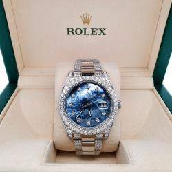 Rolex Custom Black 10.3ct Diamond Stainless Steel Datejust II 116300 Automatic Men's Wristwatch 41 mm