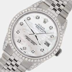 Rolex Custom White MOP 2.85CT Diamond Stainless Steel Datejust  Automatic Men's Wristwatch 36mm