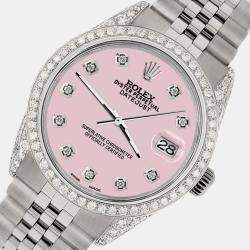 Rolex Custom Orchid Pink 2.85CT Diamond Stainless Steel Datejust  Automatic Men's Wristwatch 36mm
