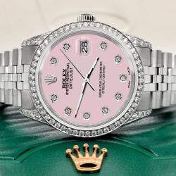 Rolex Custom Orchid Pink 2.85CT Diamond Stainless Steel Datejust  Automatic Men's Wristwatch 36mm