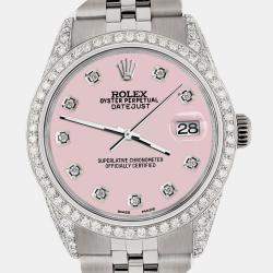 Rolex Custom Orchid Pink 2.85CT Diamond Stainless Steel Datejust  Automatic Men's Wristwatch 36mm