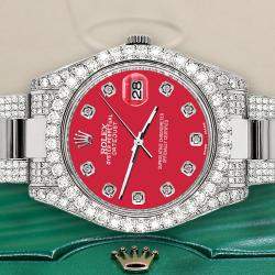 Rolex Custom Scarlet Red 8.3CT Diamond Stainless Steel Datejust II 116300 Automatic Men's Wristwatch 41mm