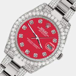 Rolex Custom Scarlet Red 8.3CT Diamond Stainless Steel Datejust II 116300 Automatic Men's Wristwatch 41mm