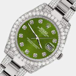 Rolex Custom Royal Green 8.3CT Diamond Stainless Steel Datejust II 116300 Automatic Men's Wristwatch 41mm