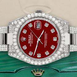 Rolex Custom Imperial Red 8.3CT Diamond Stainless Steel Datejust II 116300 Automatic Men's Wristwatch 41mm