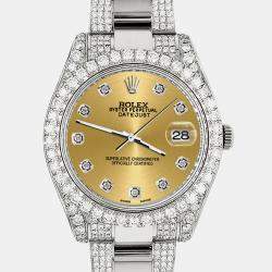 Rolex Custom Champagne 8.3CT Diamond Stainless Steel Datejust II 116300 Automatic Men's Wristwatch 41mm