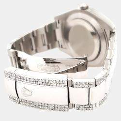Rolex Custom Navy Blue 8.3CT Diamond Stainless Steel Datejust II 116300 Automatic Men's Wristwatch 41mm