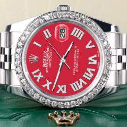 Rolex Custom Scarlet Red 2.0CT Diamond Stainless Steel Datejust 116200 Automatic Men's Wristwatch 36mm