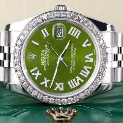 Rolex Custom Royal Green 2.0CT Diamond Stainless Steel Datejust 116200 Automatic Men's Wristwatch 36mm