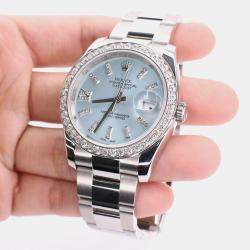 Rolex Custom Ice Blue 1.95CT Diamond Stainless Steel Datejust 116200 Automatic Men's Wristwatch 36mm