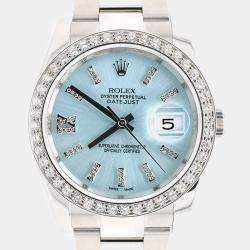 Rolex Custom Ice Blue 1.95CT Diamond Stainless Steel Datejust 116200 Automatic Men's Wristwatch 36mm