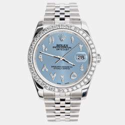 Rolex Custom Ice Blue 2.0CT Diamond Stainless Steel Datejust 116200 Automatic Men's Wristwatch 36mm