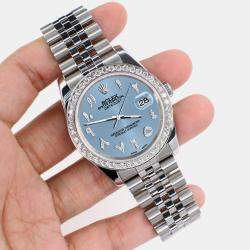 Rolex Custom Ice Blue 2.0CT Diamond Stainless Steel Datejust 116200 Automatic Men's Wristwatch 36mm