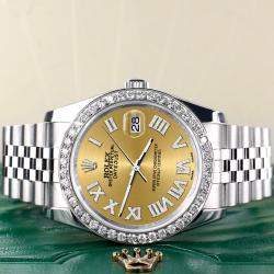Rolex Custom Champagne 2.0CT Diamond Stainless Steel Datejust 116200 Automatic Men's Wristwatch 36mm