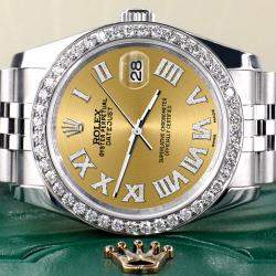 Rolex Custom Champagne 2.0CT Diamond Stainless Steel Datejust 116200 Automatic Men's Wristwatch 36mm