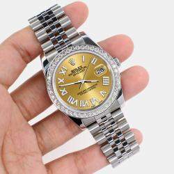 Rolex Custom Champagne 2.0CT Diamond Stainless Steel Datejust 116200 Automatic Men's Wristwatch 36mm