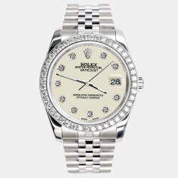 Rolex Custom Satin Linen 1.85CT Diamond Stainless Steel Datejust 116200 Automatic Men's Wristwatch 36mm