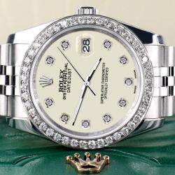 Rolex Custom Satin Linen 1.85CT Diamond Stainless Steel Datejust 116200 Automatic Men's Wristwatch 36mm