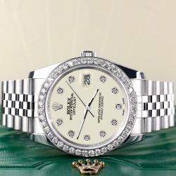 Rolex Custom Satin Linen 1.85CT Diamond Stainless Steel Datejust 116200 Automatic Men's Wristwatch 36mm
